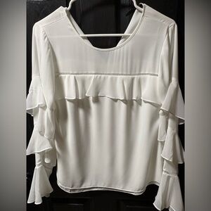 Chic White Ruffle Sleeve Blouse